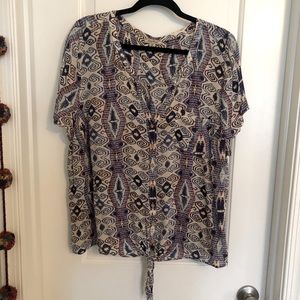 Lucky Brand 2X Front Tie T-shirt Blouse
